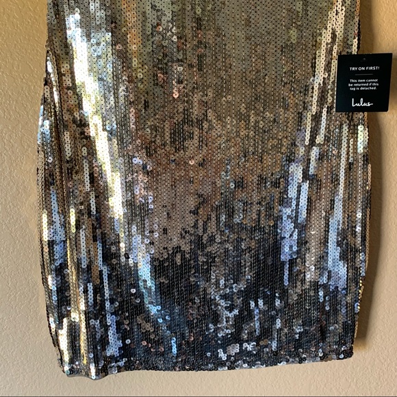 Lulus Bring the Bling Gold Sequin V-Neck Mini Dress - Medium - New With Tags - Picture 9 of 11